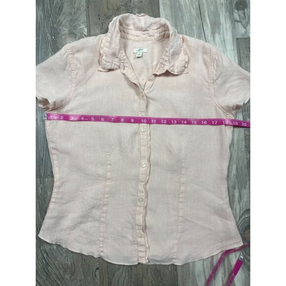 J Jill Linen Button Down Short Sleeve Shirt Small Pink Casual Collared - Picture 6 of 7